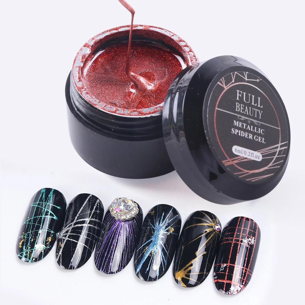 Spider Line UV Gel Nail Art 3D Silk Wire Creative Point Painting Pulling Polish Laquer Gold Red Silver Varnish Manicure LA964 (2)