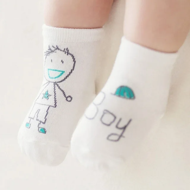 Новые детские носки для малышей, хлопковые милые мягкие короткие Нескользящие весенние носки для мальчиков и девочек, От 0 до 4 лет 1 пара носков для малышей - Цвет: M-Boy