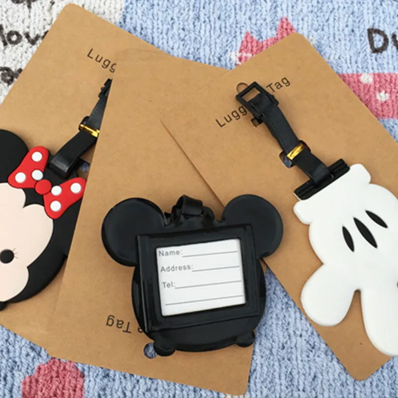 New Mickey Minnie Luggage Tag Travel Accessories Portable Fashion Cartoon TSUM ID Address Baggage Labels Suitcase Boarding Tags