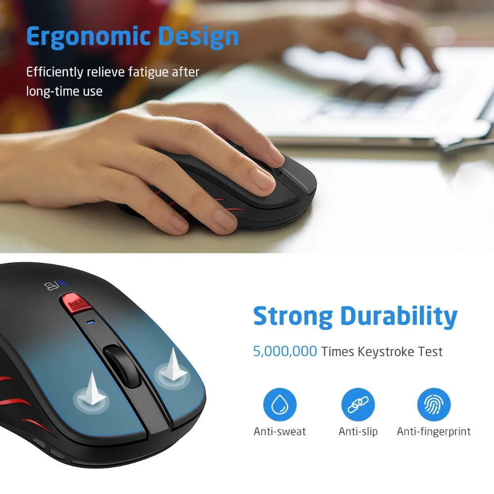 VicTsing Bluetooth мышь беспроводная двойная портативная эргономичная 2 4G до 2400