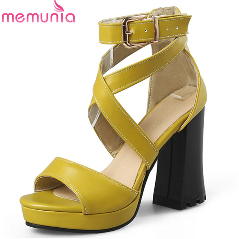 

MEMUNIA large size 33-48 new 2019 women sandals black cross tied platform shoes sexy punk summer high heels dress shoes woman