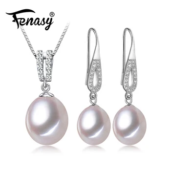 

FENASY Pearl Jewelry party earrings for women fine jewelry natural pearl long ethnic vintage drop earrings Wedding Engagement