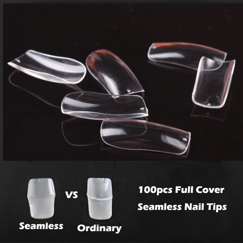 100Pcs Seamless Nail Art Full Cover False Nail Tips Fake Nails