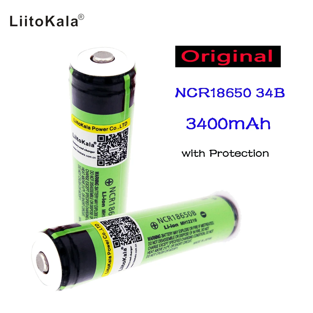 

3PCS 2017 Original LiitoKala 18650 3400mAh battery 3.7V Li-ion Rechargebale battery PCB Protected For NCR18650B 18650 3400