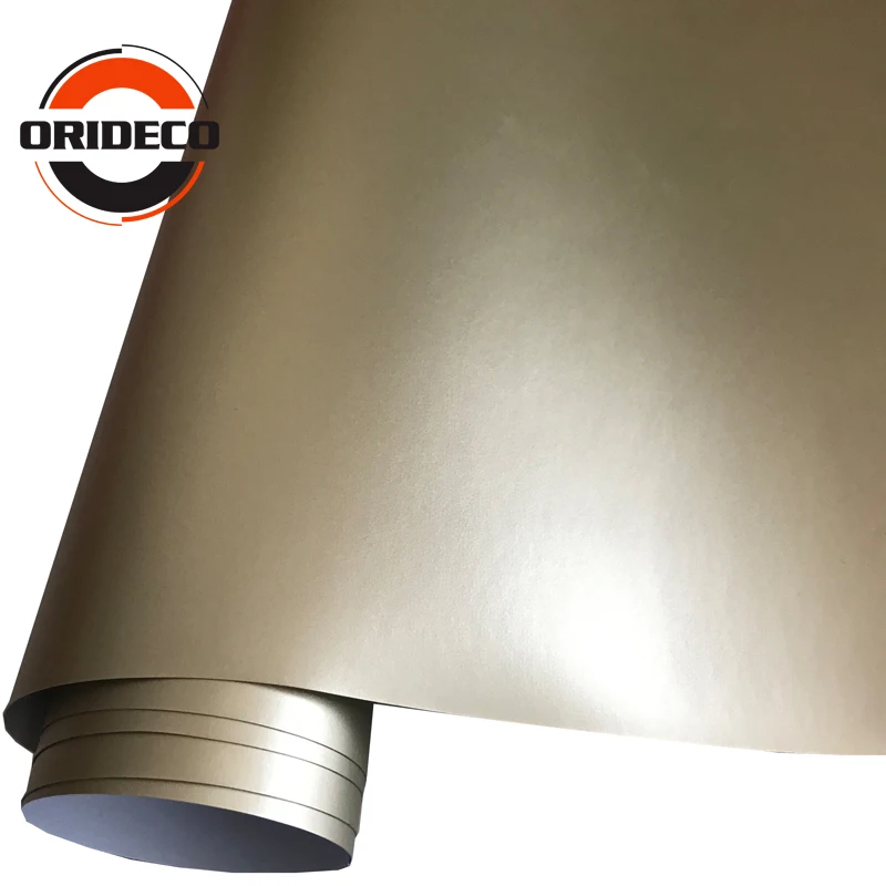 Champagne gold matte metallic car vinyl wraps 1