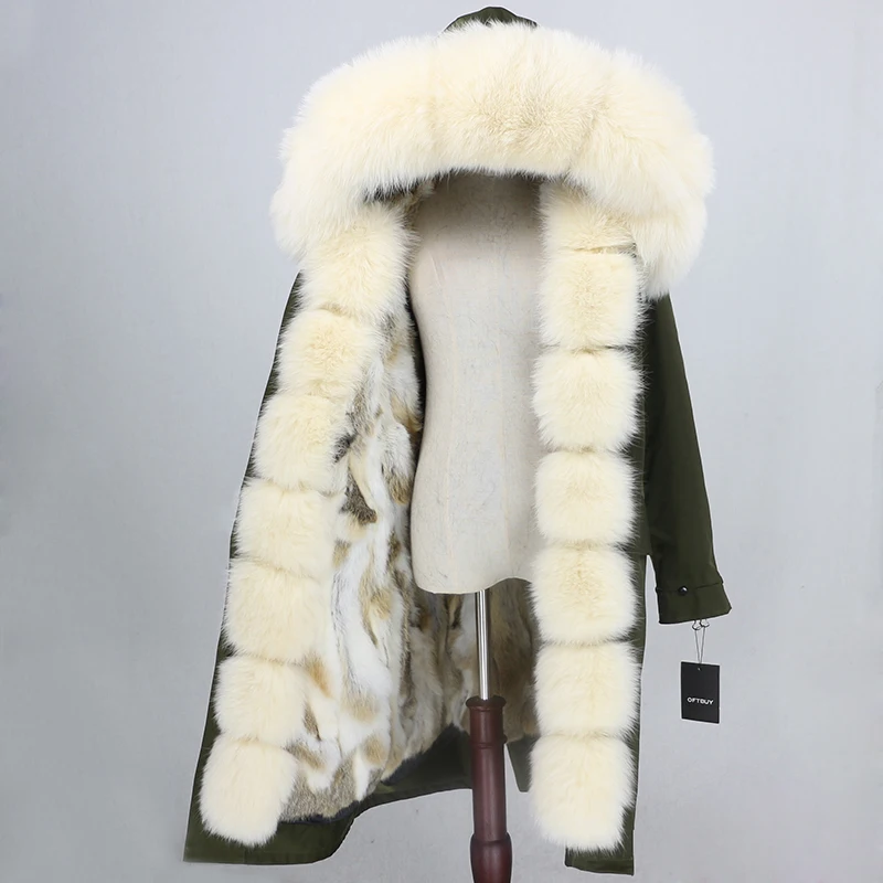 Водонепроницаемая парка OFTBUY, пальто с натуральным мехом, зимняя куртка для женщин, Воротник из натурального Лисьего меха, капюшон, подкладка из натурального кроличьего меха, теплая уличная одежда, новинка