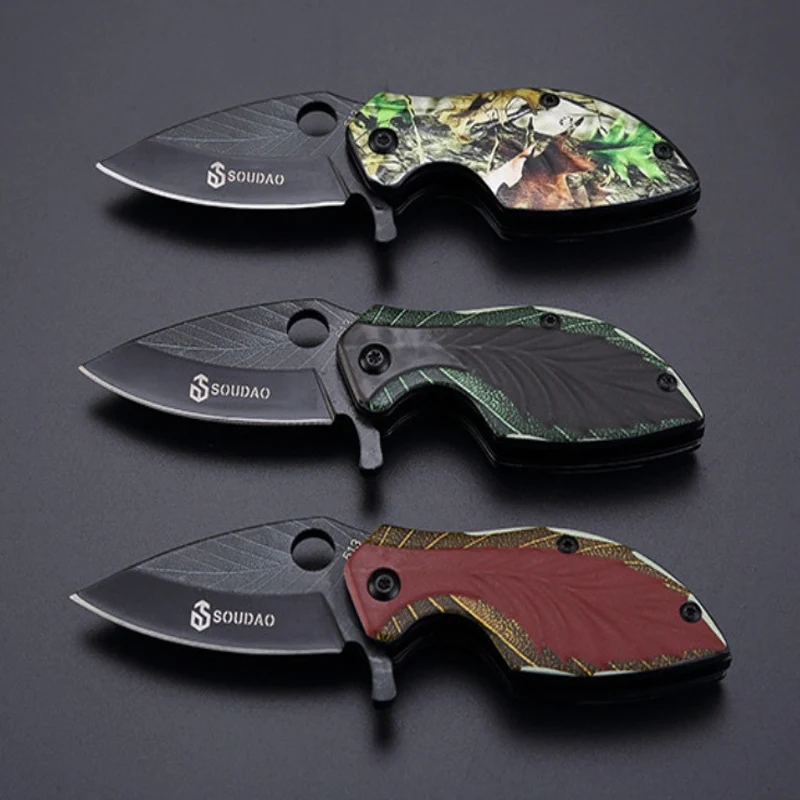 

knife 3D print color Leaves image 58-60HRC hardness knife Wild survival folding knife self-defense outdoor knives,knife