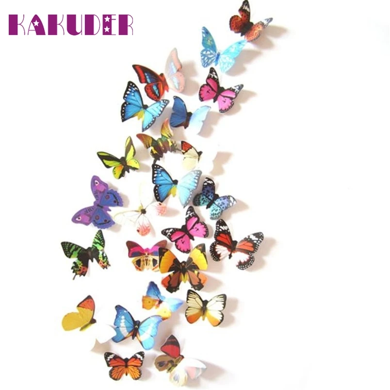 

Kakuder 24pc/Lot 3D DIY Wall Sticker Butterfly muurstickers home decor living room Decorations #50 2017 Gift 1set Drop
