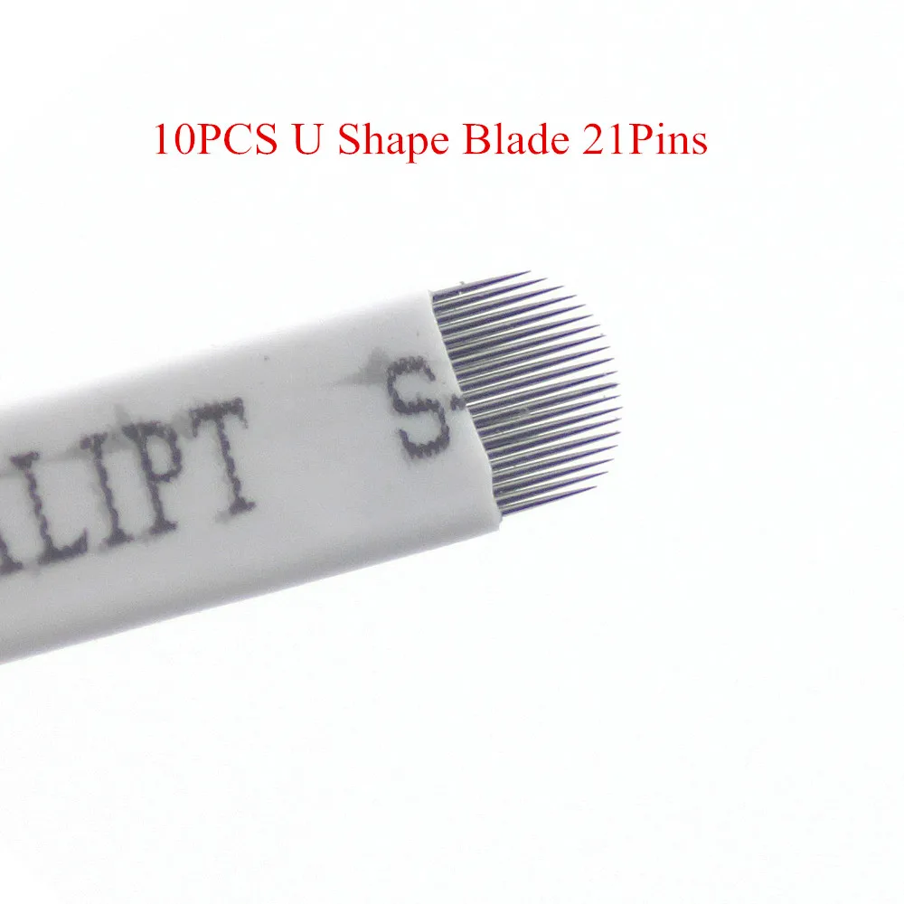 

10PC/Lot Sterilized U Shape21Pins silver Permanent Makeup Blade Microblade for Manual Tattoo Pen Machine
