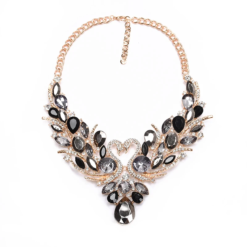 

PPG&PGG New choker statement necklace Rainbow Rhinestone Crystal Fashion Women Jewelry Bib Collar