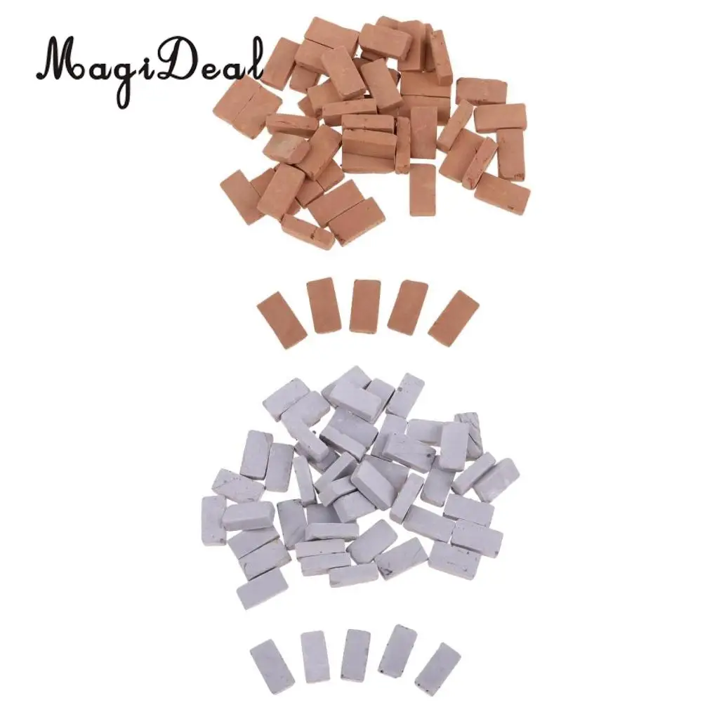 100x 1/16 Mini Realistic Clay Bricks Model for Sand Table Scenery Building DIY Accs