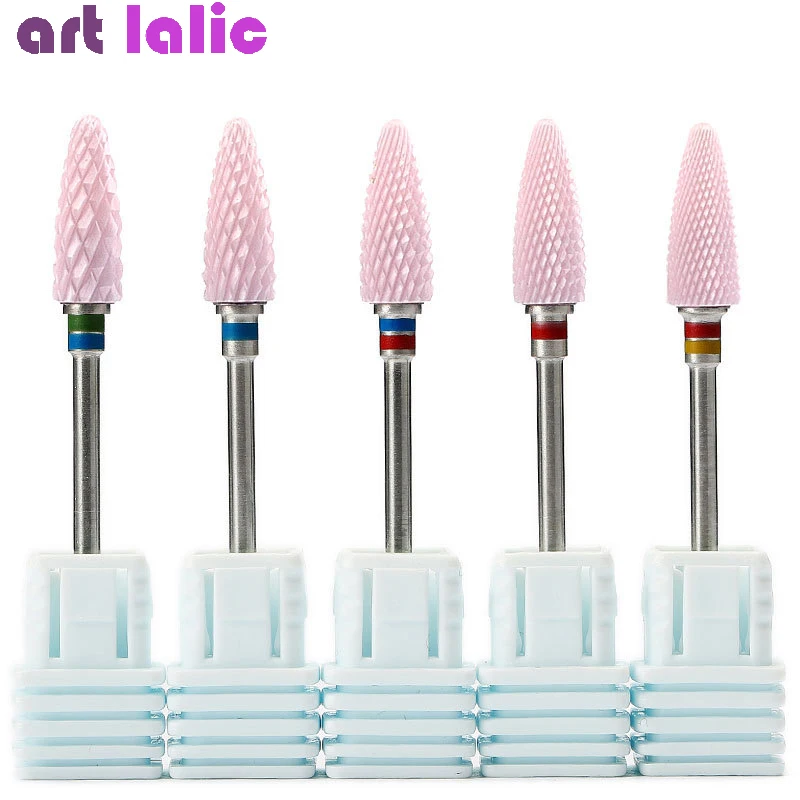 1PC 3/32 " Milling Pink Ceramic Nail Art Drill Bit Bullet Style Electric Rotary FileTools Cleaner Salon | Красота и здоровье