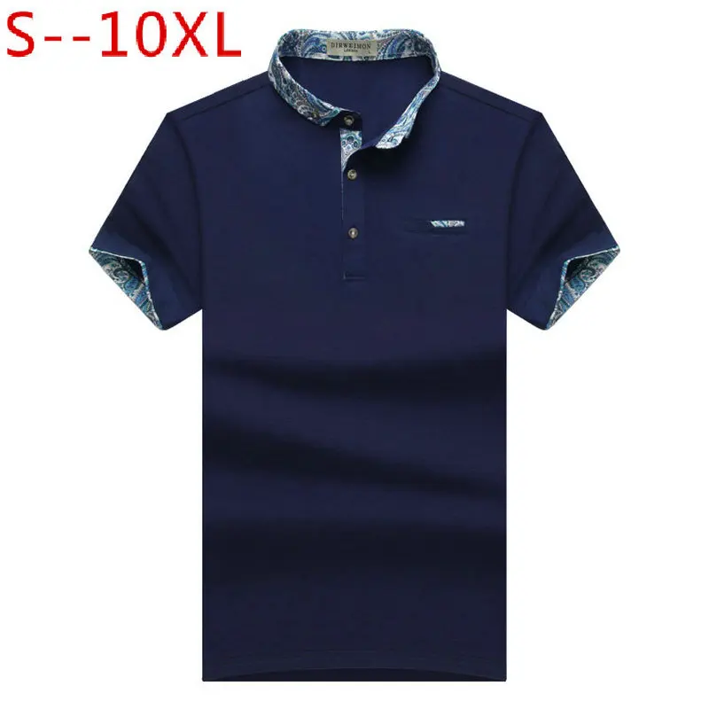 

2019 New Brand New Floral Collar Men POLO Shirts Summer Style Short Sleeve Shirts Camisas Polo Plus Size 6XL 7XL 8XL 9XL 10XL