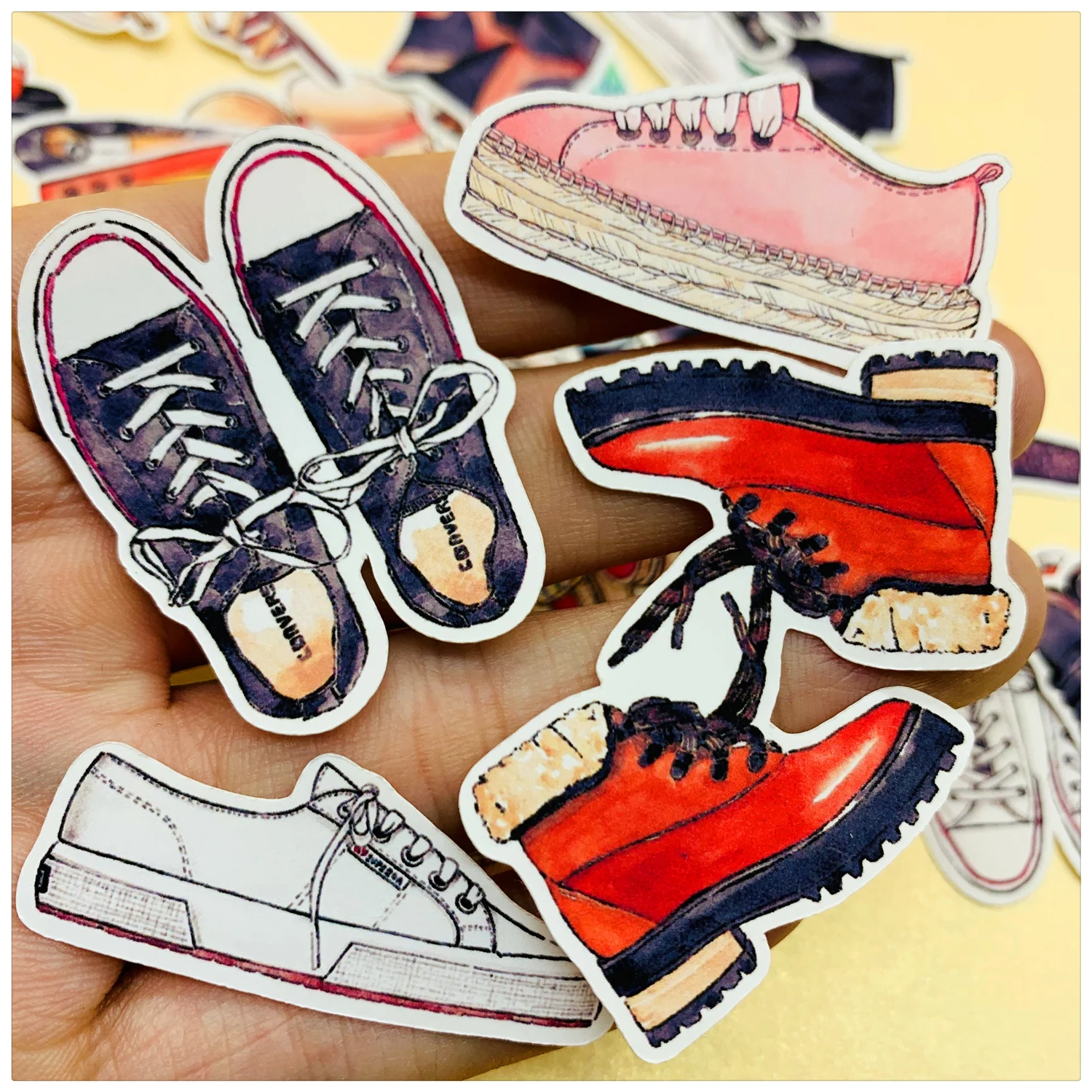 

37pcs Hand Drawing Handbook Sticker Pack Hand-painted Gym shoes Sandals Sticker Decoration Diary Decoration