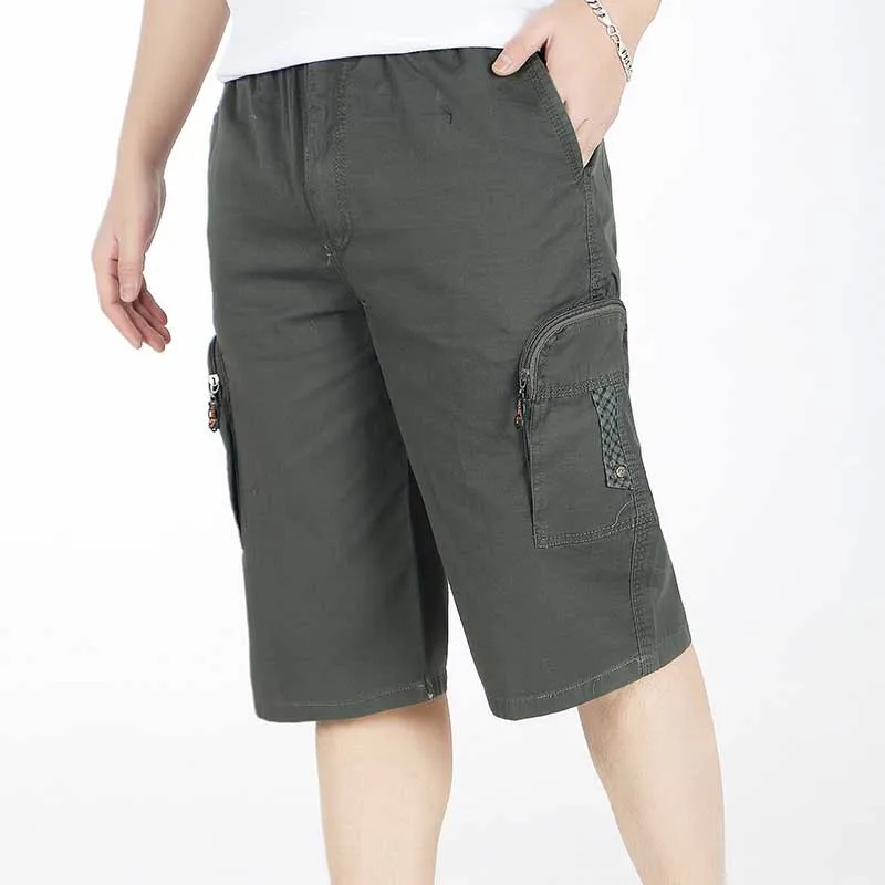 Большие размеры 5XL летние модные короткие хип-хоп шаровары пляжные короткие мужские брюки-Карго Короткие хлопковые прямые свободные мешковатые шорты