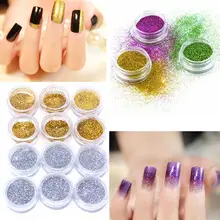 12 шт Золото Серебро смешанные цвета блестящие, дизайн ногтей Блеск Пыль порошок украшение для УФ-гель для ногтей Полировка искусство Советы Макияж Тени для век