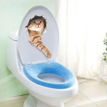 

1PC Toilet Seat Stickers 3D Cats Dogs Decorative Wallpaper Vivid View Room Bathroom Animal Art Wall Poster Hot Sale Stickers