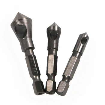 

3pcs Hex Shank 90 Degree Chamfer Chamfering Reamer Cutter End Mill Drill Countersink