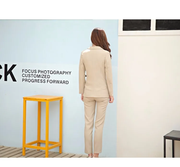 Women's Suit Business Spring and Autumn Khaki Professional Slim Korean Pant Suit Women's Leisure Fashion Pant Suit Two Piece