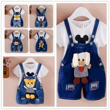 Детские джинсовые комбинезоны с рисунками животных, джинсы Детский комбинезон хлопок, Штаны для мальчиков и девочек от 1 до 3 лет Одежда для младенцев