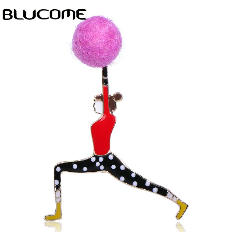 Blucome Милые Броши для девушек в форме тяжелой атлетики Красный Эмаль шарик из