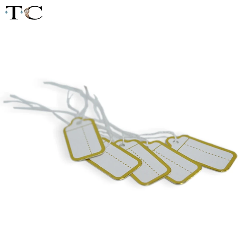 

Price Tags Label Paper White Line Price Tag 200 PCS Jewelry Display Gold