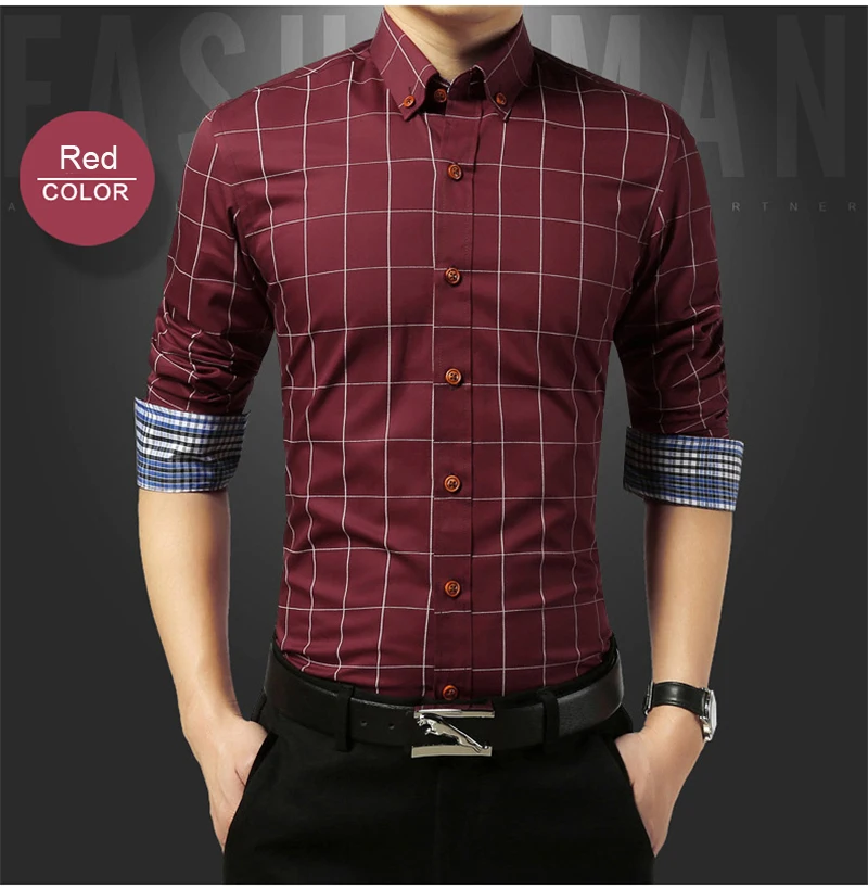 Camisa xadrez manga longa slim fit masculina,