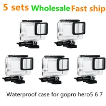 5 комплектов Универсальный Водонепроницаемый Чехол для Gopro hero7 черный 6 5 камера высокой прозрачности, акриловый корпус закаленное стекло объектива