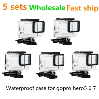

5sets wholesale Universal Waterproof case for Gopro hero7 Black 6 5 camera High transparency acrylic body tempered glass lens