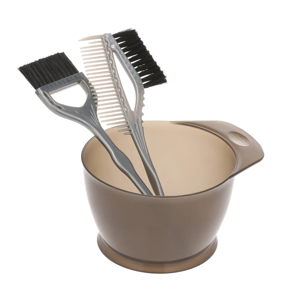 3Pcs/Set Hair Dye Colouring Brush Plastic Comb Bowl Hair Dyeing Kit Hair Color Mixing Bowl Hairdressing Accessories Styling Tool