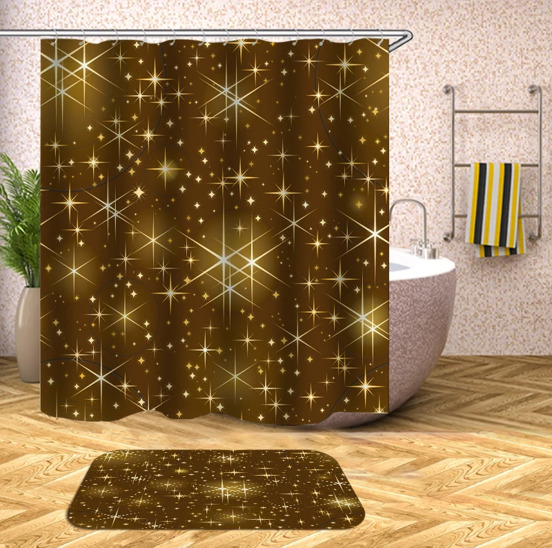 

Starry Sky Shower Curtain Waterproof Polyester Fabric Bath Curtain For The Bathroom Decoration With 12pcs Plastic Hooks