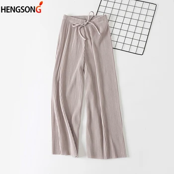 

2018 new women wide leg pants Korean version of the wild nine pants loose wide leg pants female summer sense high waist pants