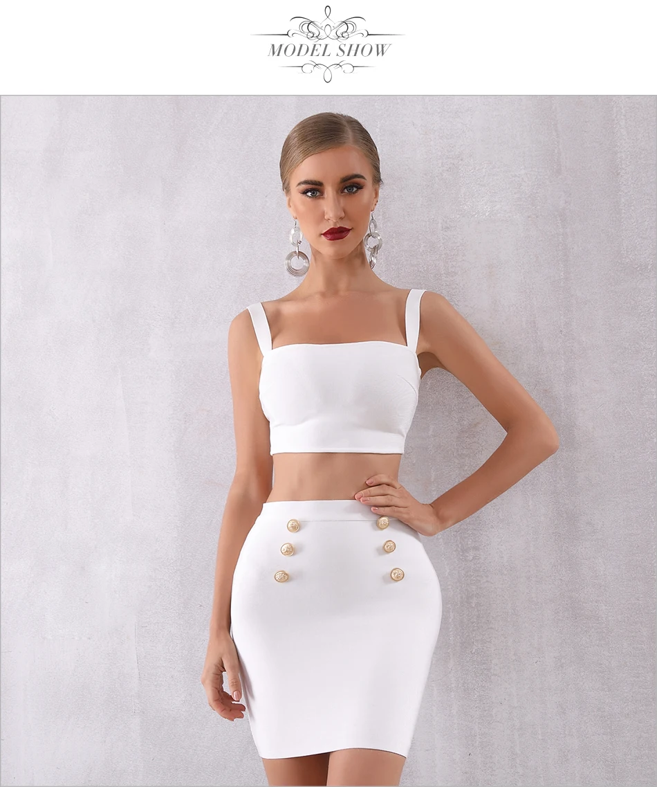 ADYCE 2019 новый летний Bodycon бинты наборы для ухода за кожей 2 двойка Комплект Топ и юбки женщин Vestidos черный, белый цвет знаменитости Вечеринка