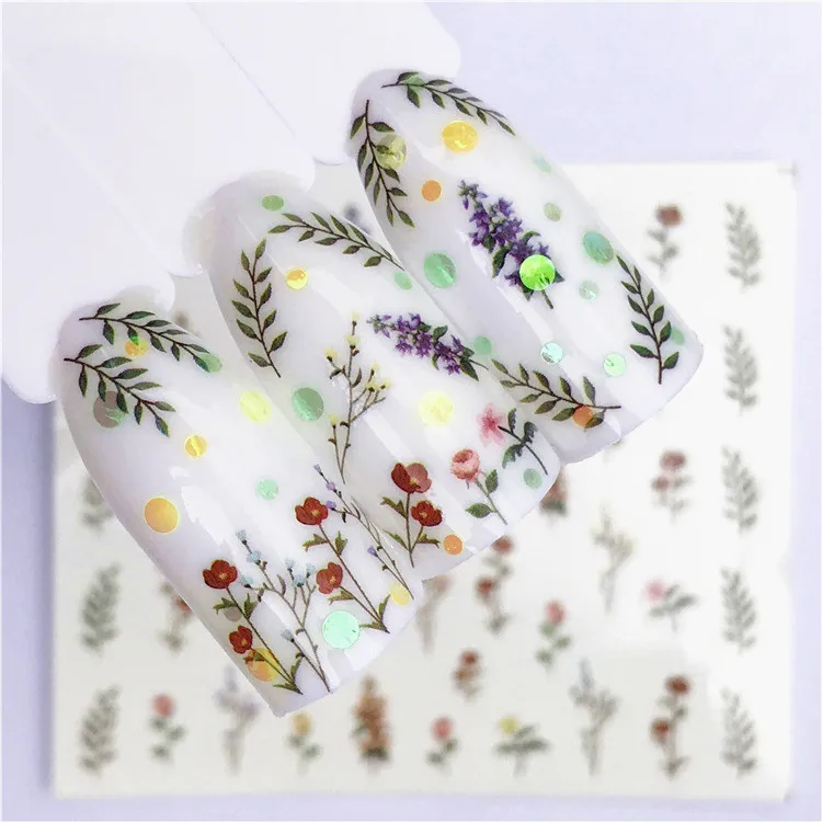 

1 Pcs Fruit fashion Nail Art Sticker Women White Flower Cat Butterfly Transfer Flower Plants Water Decal Slider Wraps Decor Man