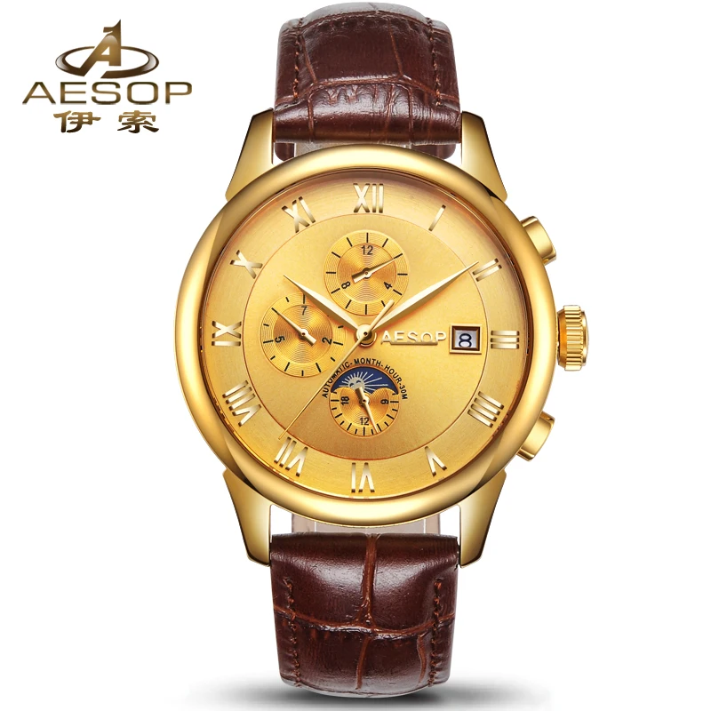 

AESOP Fashion Watch Men Brand Automatic Mechanical Wrist Stainless Steel Wristwatch Male Clock Relogio Masculino Hodinky
