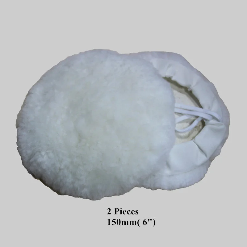 

2pcs 6" 6inch 150mm Wool Polishing Buffing Pads Car Polish Pad with Draw String