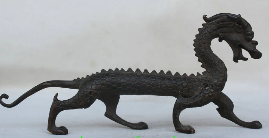 

China Pure Bronze FengShui Zodiac Year Run Dragon Beast Animal Statue Sculpture S0706