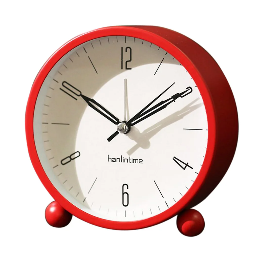 2pcs 4'' Round Silent No Ticking Desk Bedside Travel Alarm Clock with Backlight and Loud Alarm Analog Clock for Bedrooms