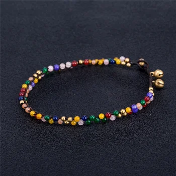 

AMOURJOUX Bohemian Two Line Round Stone Beaded Handmade Woven Bracelet Ethnic Bracelets For Women Drop ship