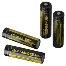 Оптовая продажа NITECORE NI14500A IMR14500 650 mAh 6.5A 3,7 V 2.4Wh высокое дренажное устройство Li-Mn аккумуляторная батарея циклы заряда-разряда