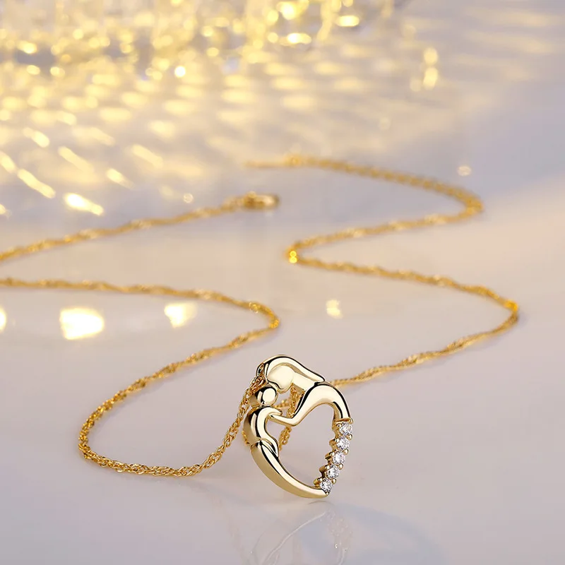 

Mom Fashion Jewelry Birthday Gift for Mother Baby Heart Charm Pendant Mom Daughter Son Child Family Love Chain Necklace