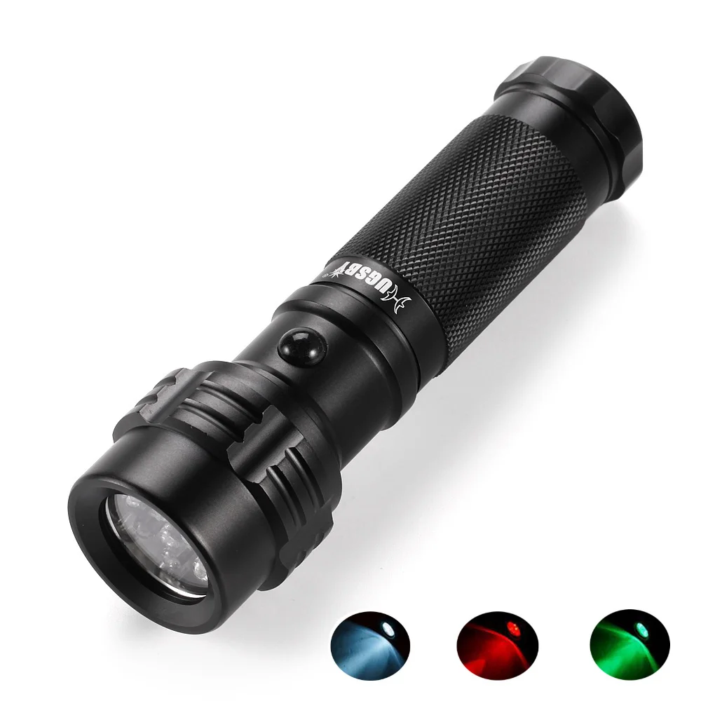 LED-Flashlight-lights-White-Green-Red-Tri-Color-3-mode-LED-Torch-Signal-flashlight-11-LED