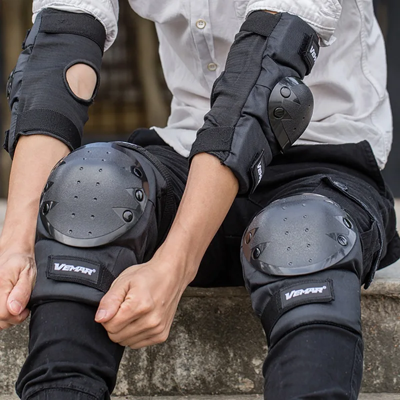 

4pcs/set Elbow Knee Sleeve Pad Short Shockproof Adjustable Arm Leg Protective Guard Protector Outdoor Motorcycle Cycling Sportsw