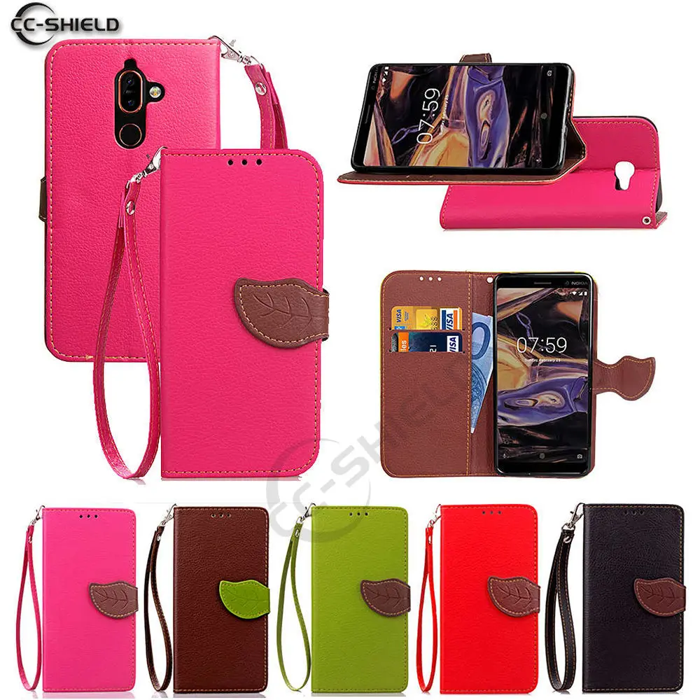 

Leaf Wallet Case for Nokia 7 Plus 7+ TA-1046 TA-1051 Flip Case Phone Leather Cover for Nokia 7Plus TA 1046 Wallet Silicone Cases