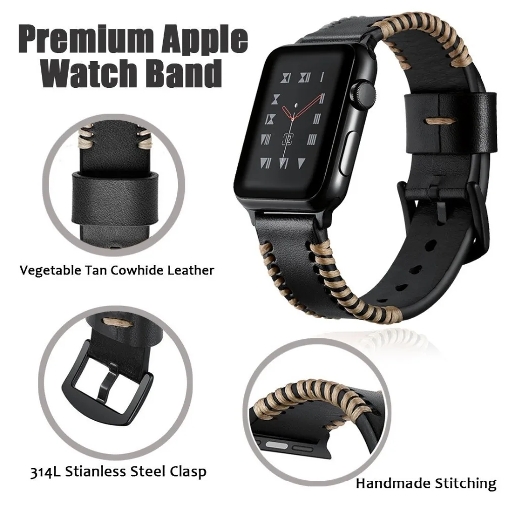 Ремешок для часов Apple Watch ручной работы 42 мм 38 мм для iWatch 4/5 40 мм 44 мм ремешок для часов Apple Watch серии 1 и 2 и 3 и 4 и 5