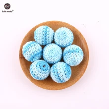 Let's Make – anneau de dentition pour bébé, perles rondes en bois bleu profond de 20mm, 5 pièces
