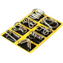 Montessori Materials 8 Pcs Set Metal Wire Puzzle Iq Mind Brain Teaser Puzzles Game For Adults