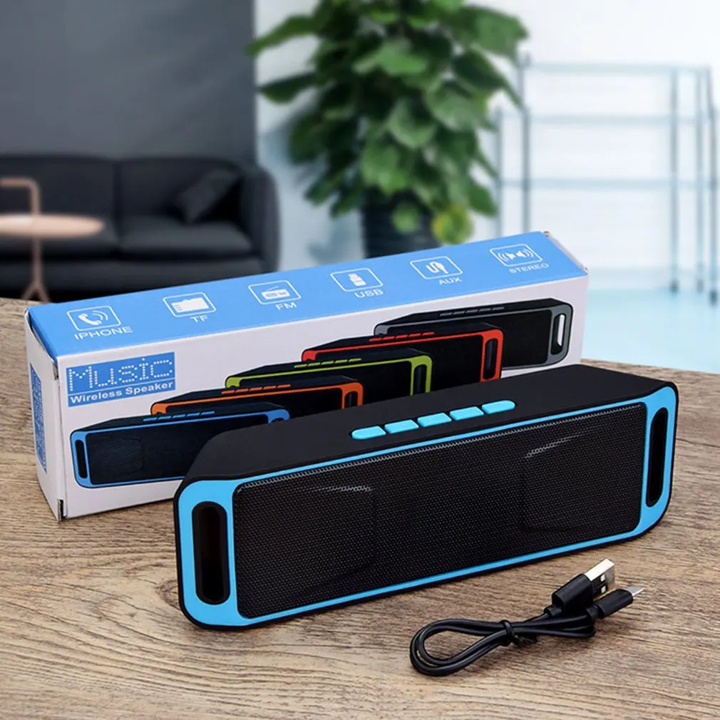 Portable Bluetooth Speaker wireless mini Speaker Amplifier Stereo Subwoofer Speaker TF USB FM Radio Built-in Mic Dual Bass SP208