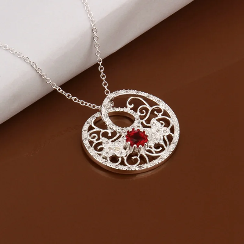 wholesale fine 925 sterling silver necklace fashion jewelry chain rhinestone necklaces ...