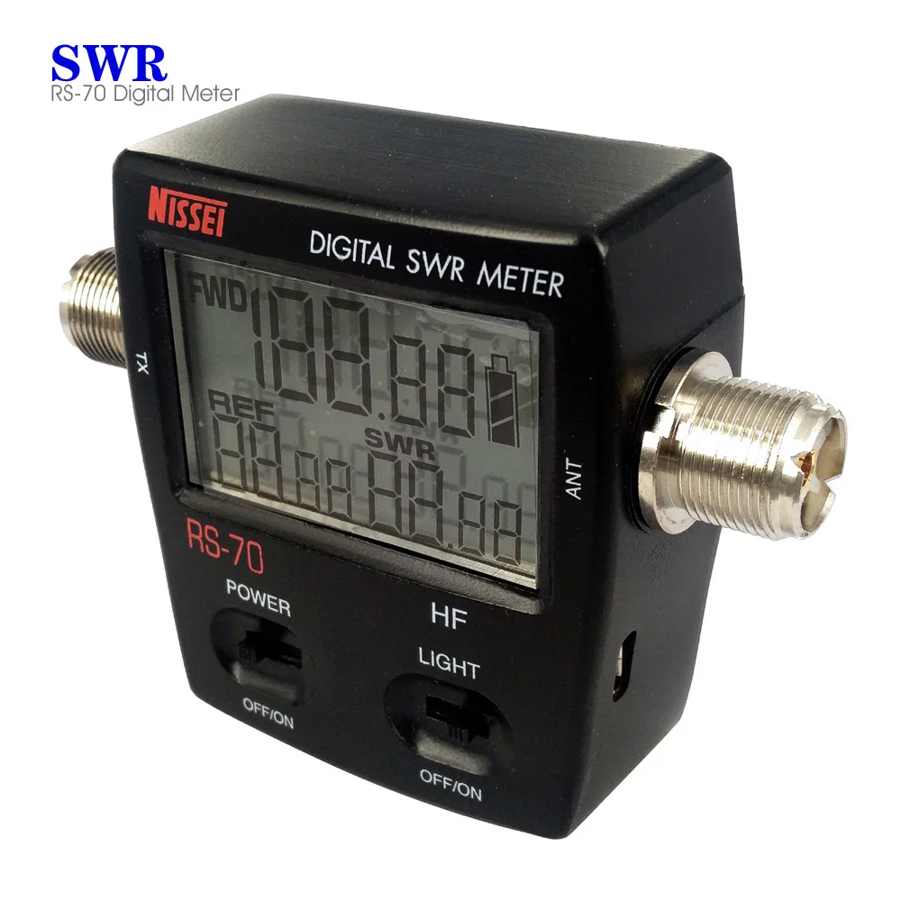 

RS-70 Digital SWR/Watt Meter LED Shortwave HF 1.6-6.0 MHz 200W M Type Connector Fwd Rev Power VSWR for Walkie Talkie RS70